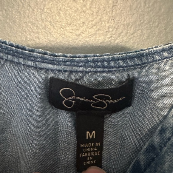 Jessica Simpson denim lightweight romper jumpsuit with slit size M medium - Picture 4 of 5